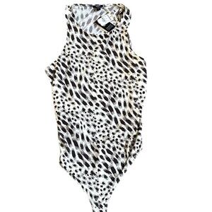 Express Animal Print Sleeveless Bodysuit Brown & Cream Size L NWT Sleek City